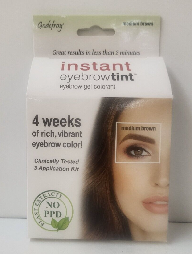 GODEFROY Medium Brown Instant Eyebrow Tint ~ 3 Applications~ LOT of 2 PCKS