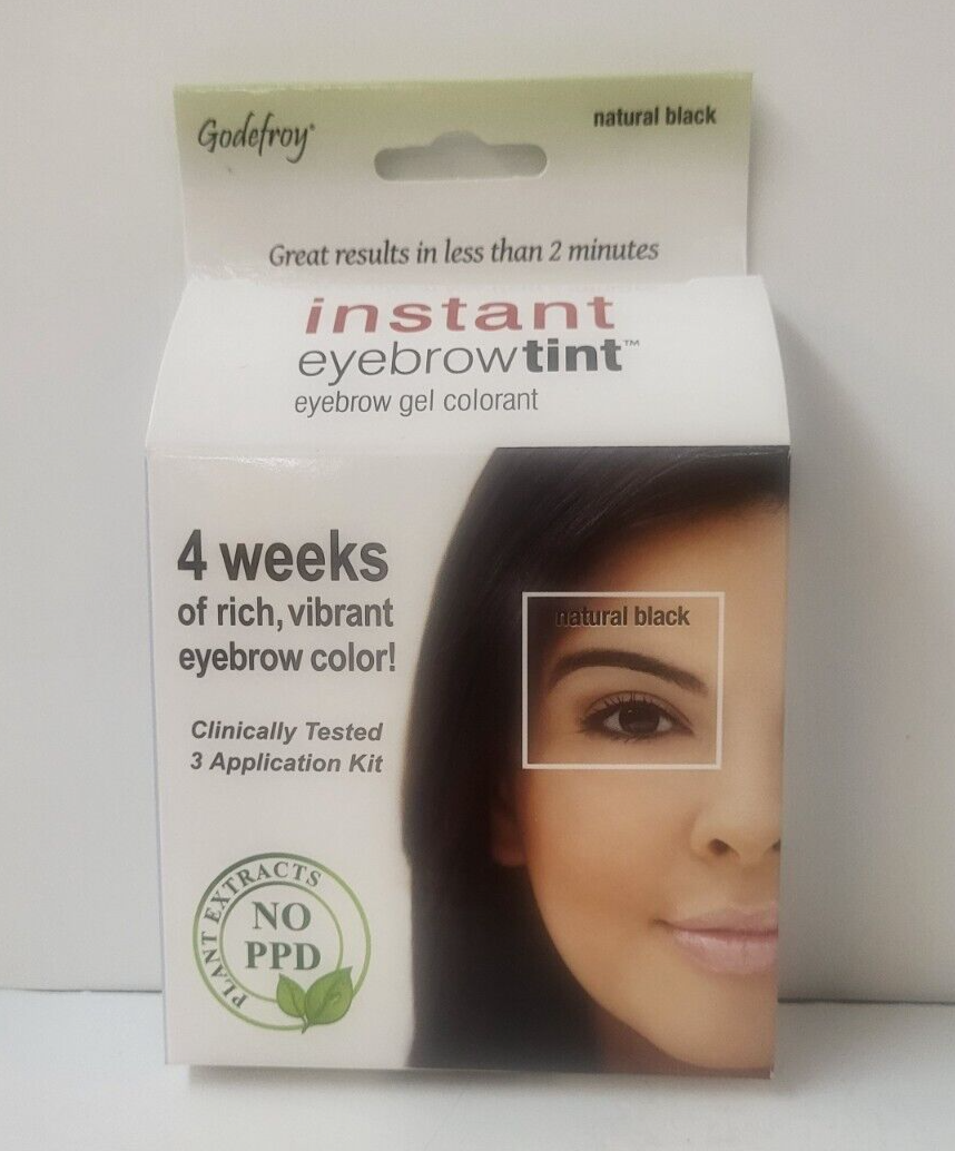 GODEFROY Natural Black Instant Eyebrow Tint ~ 3 Applications~ Lot of 2 Packs