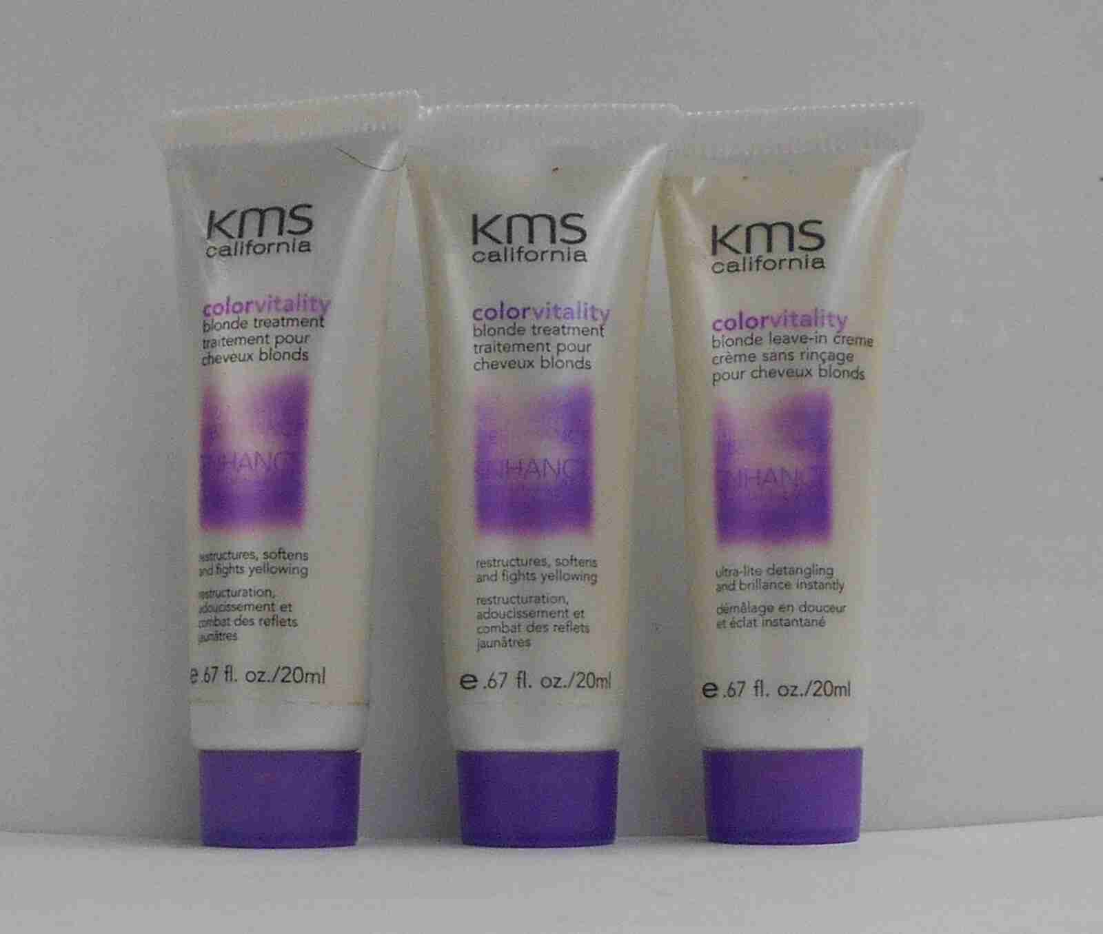 Lot of 3 ~KMS CALIFORNIA COLOR VITALITY Blonde Treatment Mini Tubes~ .67 fl. oz.