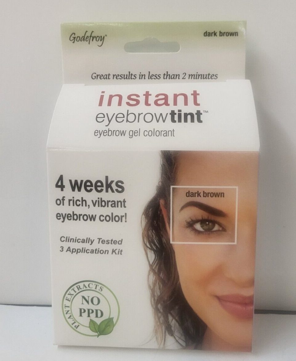 GODEFROY Dark Brown Instant Eyebrow Tint ~ 3 Applications~ Lot of 2 Packs