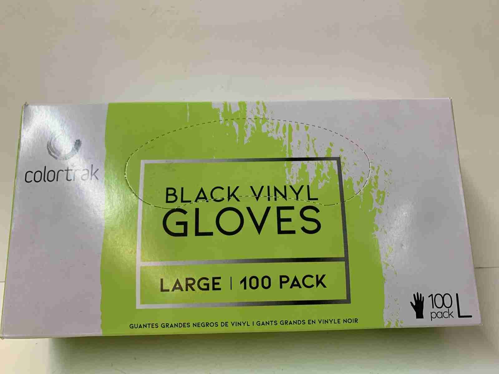 Colortrak Black Vinyl Gloves - LARGE- 100ct.