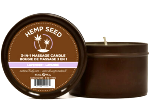 Earthly Body Hemp Seed 3-In-1 MASSAGE CANDLE (3 Piece Set ~ 3 Scents) 6 oz. Each