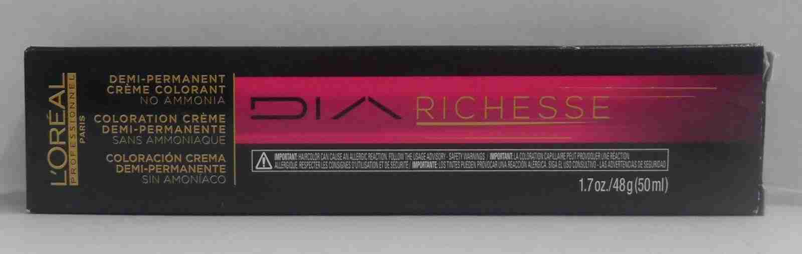 New Pkg LOREAL DIA RICHESSE Demi-Permanent Hair Color Cream (Black Box) ~1.7 oz.