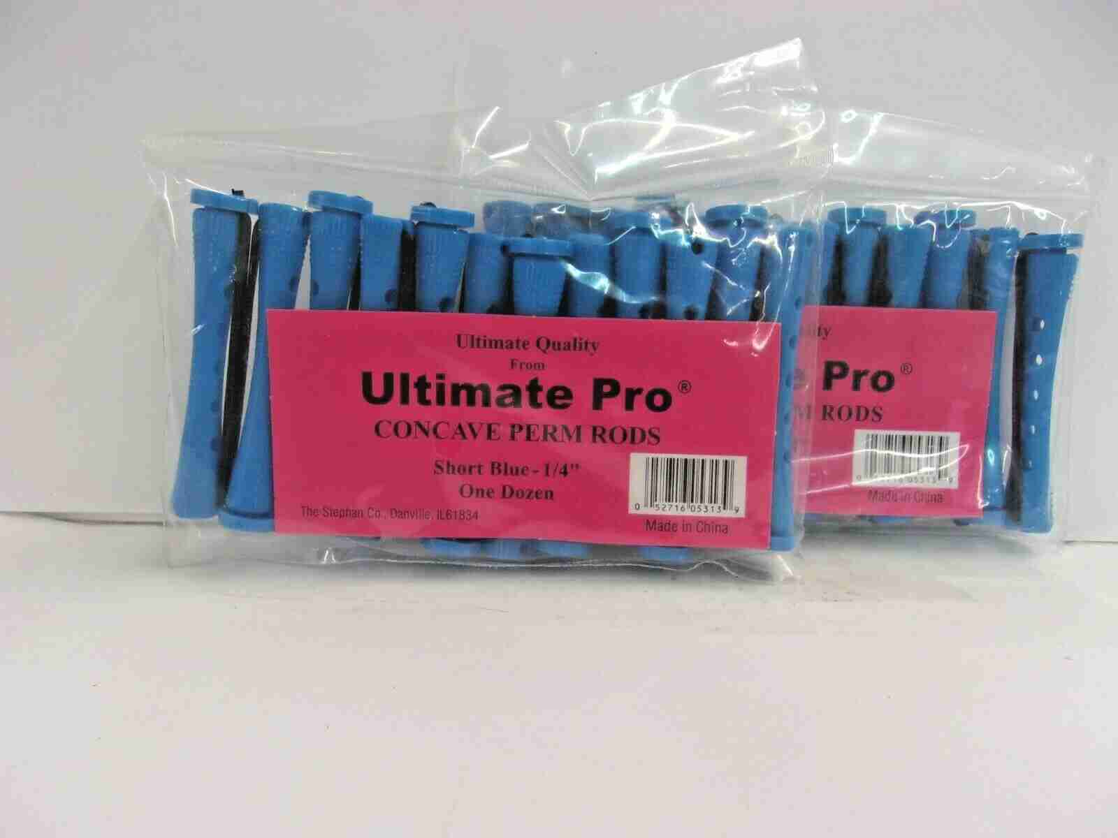 ULTMATE PRO Short Blue 1/4" ~ CONCAVE PERM RODS ~Lot of 4 PACKS ~ 12 Per Pack!!