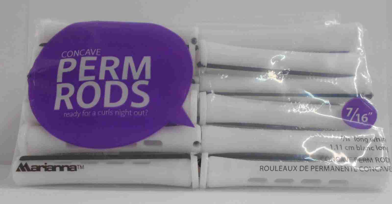 MARIANNA Short White 7/16" ~ CONCAVE PERM RODS ~ 12 Per Pack~ Lot of 4 Packs!!