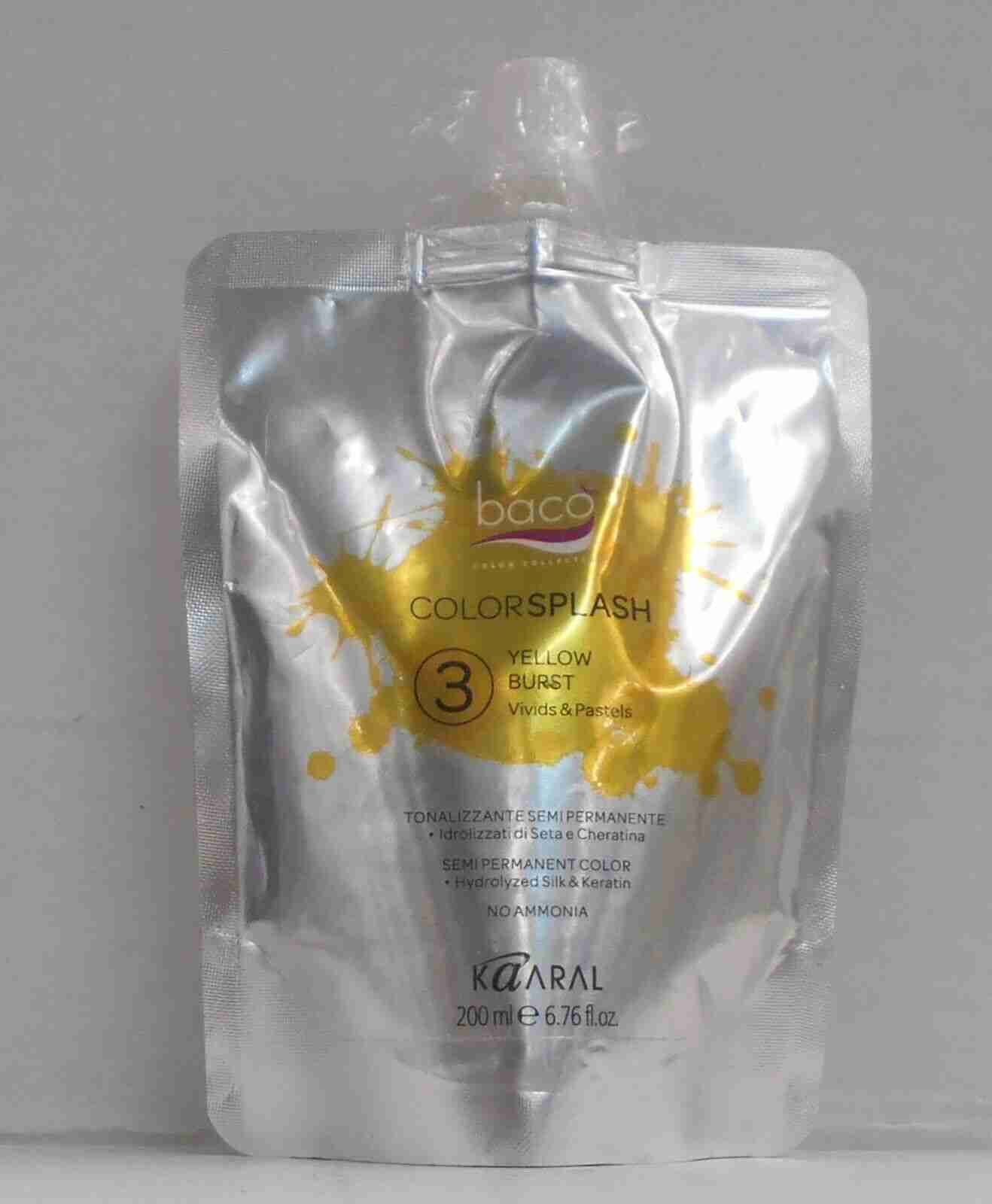 KAARAL BACO COLOR SPLASH YELLOW BURST Semi-Permanent No Ammonia Color ~ 6.76 oz