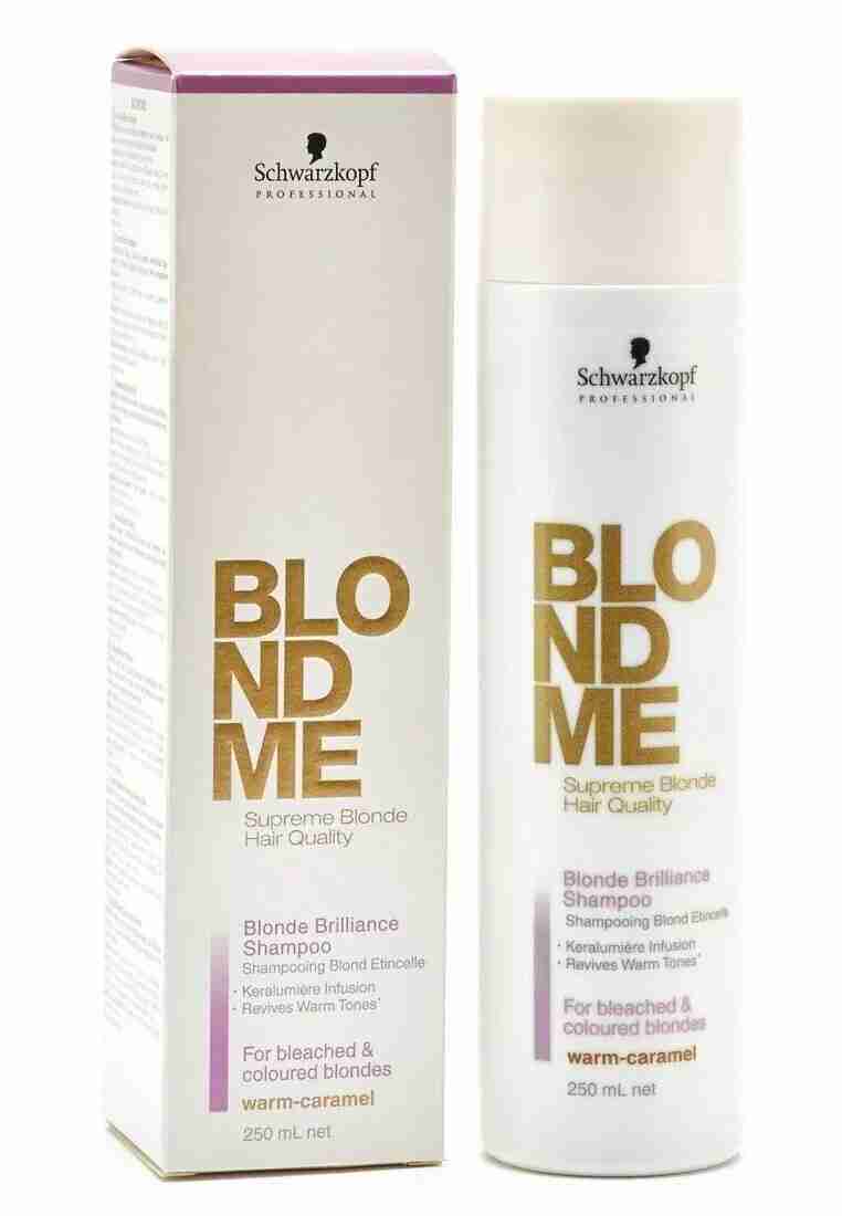 SCHWARZKOPF BLONDME BLONDE BRILLIANCE TEMPORARY COLOR SHAMPOO WARM-CARAMEL 8oz